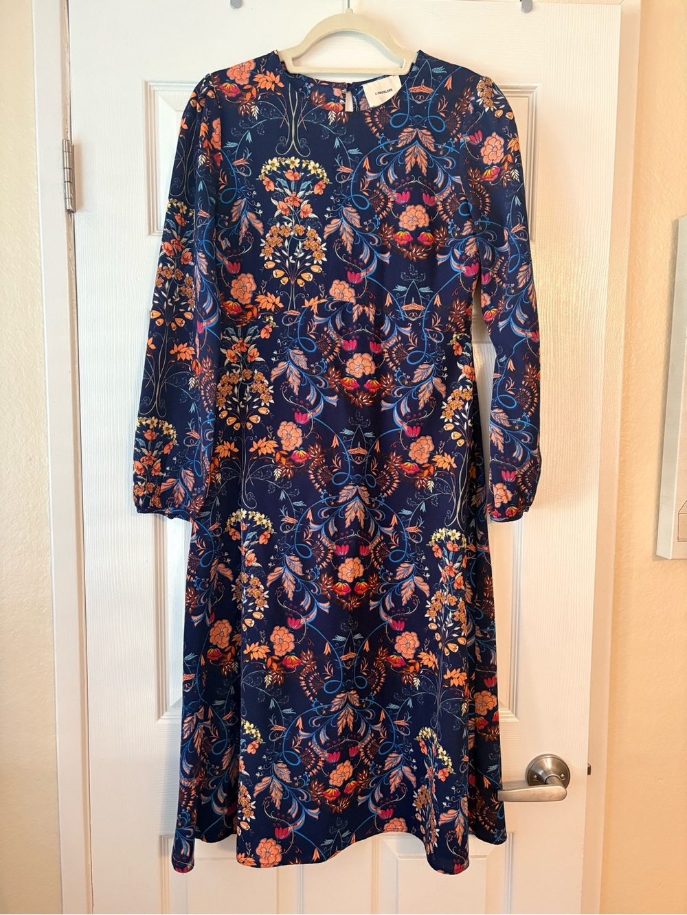 Kacey Montoya’s Closet | I. Madeline Navy Floral Long-Sleeve Midi Dress